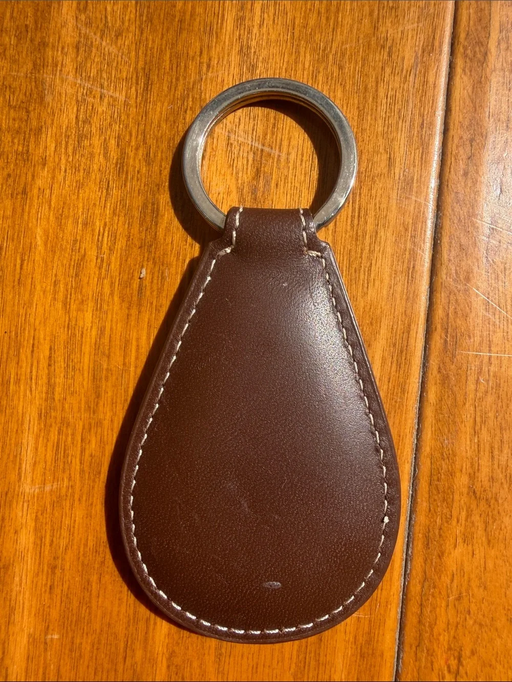 Chopard Brown Leather Teardrop Key Holder with Silver Ring